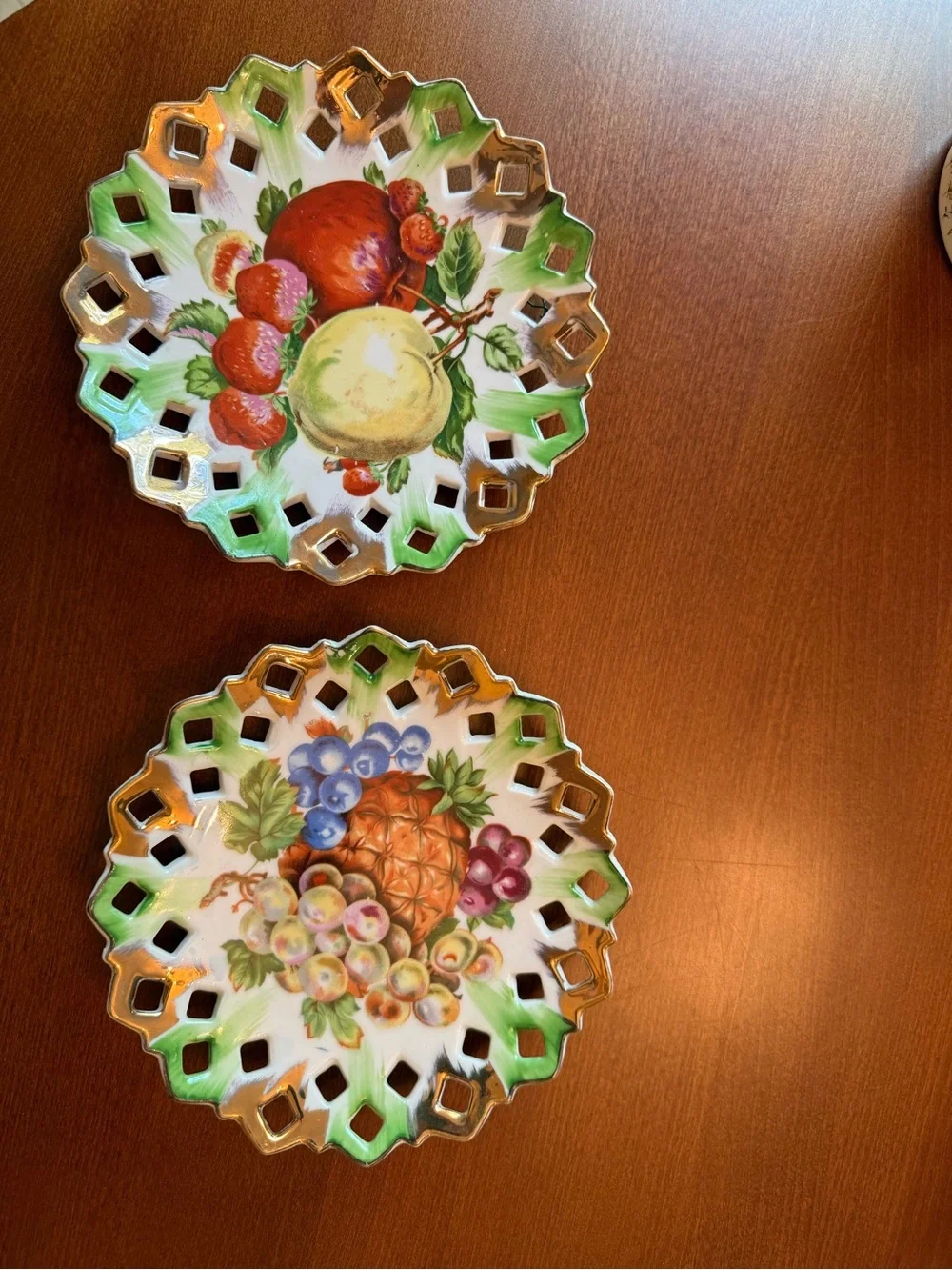 Hand-Painted Fruit Porcelain Decorative Plates - Set of 2
